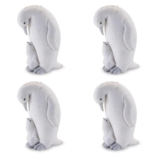 Melrose 6.25" White Finish Penguin & Chick Figurines, 4ct.
